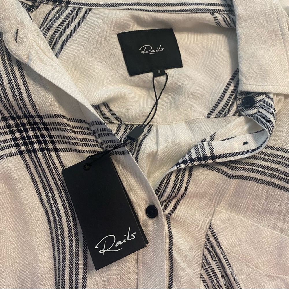 RAILS BIANCA SHIRTDRESS IN VANILLA AND INDIGO. SIZE SMALL - Picture 3 of 5